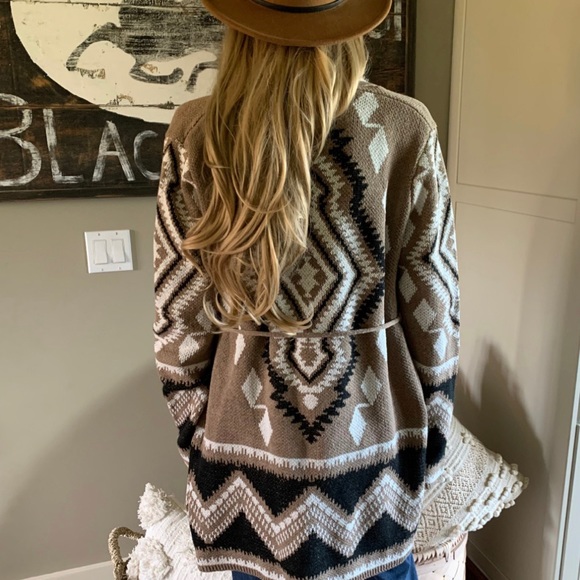 New Aztec Tribal Boho Western Cardigan Sweater Southwest Coat - Picture 8 of 12
